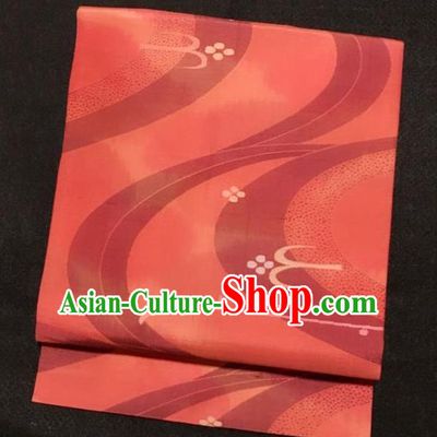 Japanese Traditional Flow Pattern Orange Brocade Waistband Japan Kimono Yukata Belt for Women