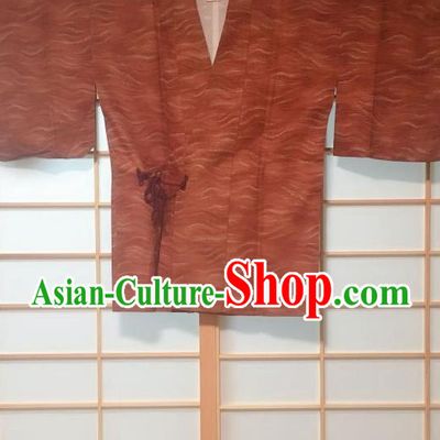 Japanese Traditional Pattern Maroon Haori Jacket Japan Kimono Overcoat Costume for Men