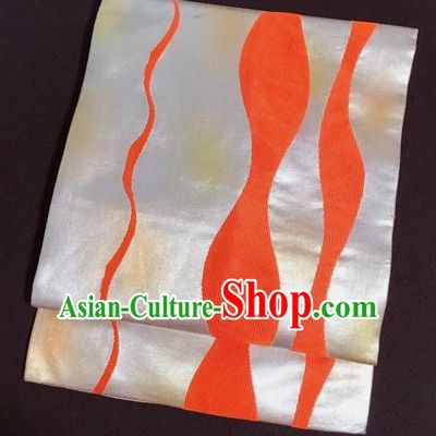 Japanese Nagoya Traditional Argent Brocade Waistband Japan Kimono Yukata Belt for Women