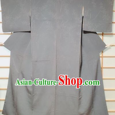 Japanese Traditional Pattern Grey Silk Iromuji Kimono Japan Yukata Dress Costume for Women
