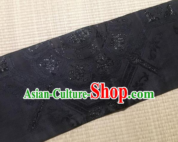 Japanese Nagoya Traditional Pattern Black Brocade Waistband Japan Kimono Yukata Belt for Women Japanese Nagoya Traditional Pattern Black Brocade Waistband Japan Kimono Yukata Belt for Women