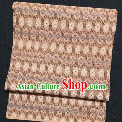 Japanese Nagoya Traditional Pattern Apricot Brocade Waistband Japan Kimono Yukata Belt for Women