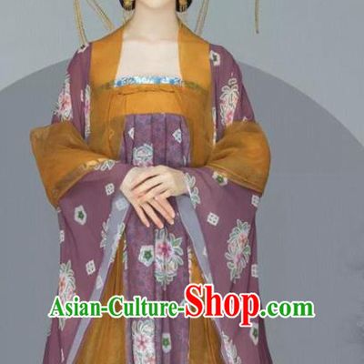 Traditional Chinese Tang Dynasty Imperial Consort Hanfu Dress Ancient Noble Lady Replica Costumes and Headpiece for Women