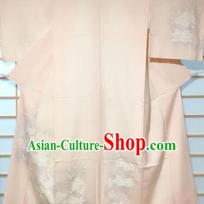 Japanese Classical Embroidered Sakura White Silk Tsukesage Kimono Japan Traditional Yukata Dress Costume for Women