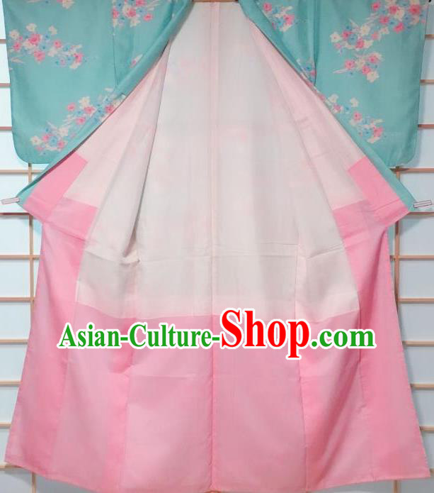Traditional Japanese Green Kimono Japan Classical Flowers Pattern Yukata Dress Costume for Women Traditional Japanese Green Kimono Japan Classical Flowers Pattern Yukata Dress Costume for Women