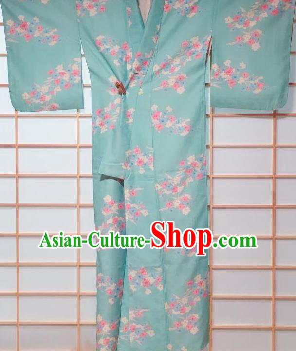 Traditional Japanese Green Kimono Japan Classical Flowers Pattern Yukata Dress Costume for Women Traditional Japanese Green Kimono Japan Classical Flowers Pattern Yukata Dress Costume for Women