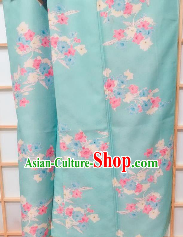 Traditional Japanese Green Kimono Japan Classical Flowers Pattern Yukata Dress Costume for Women Traditional Japanese Green Kimono Japan Classical Flowers Pattern Yukata Dress Costume for Women