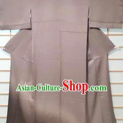 Japanese Classical Embroidered Plum Deep Grey Tsukesage Kimono Japan Traditional Yukata Dress Costume for Women