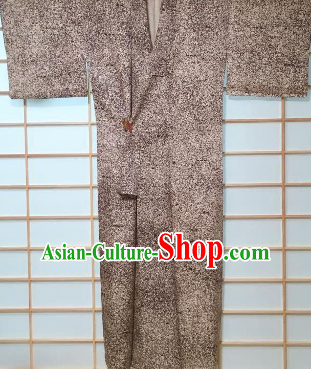 Japanese Classical Pattern Grey Kimono Japan Traditional Yukata Dress Costume for Women