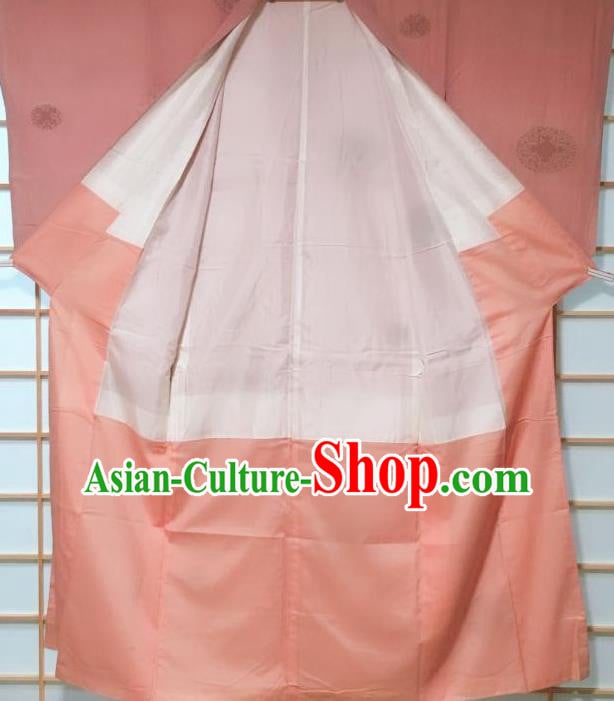 Japanese Classical Round Pattern Pink Kimono Japan Traditional Yukata Dress Costume for Women