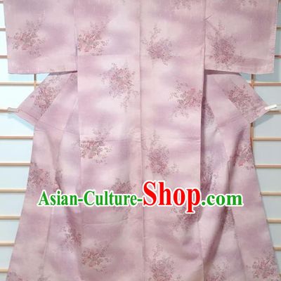 Japanese Classical Peony Pattern Lilac Kimono Japan Traditional Yukata Dress Costume for Women