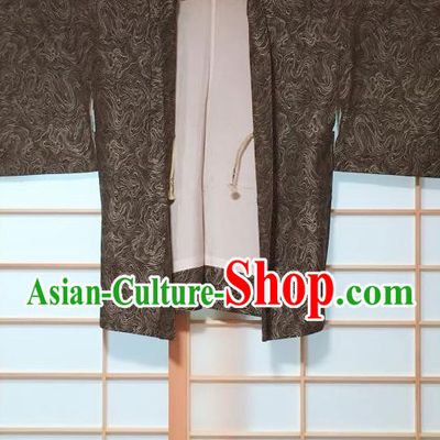 Japanese Traditional Pattern Black Grey Haori Jacket Japan Kimono Overcoat Costume for Men