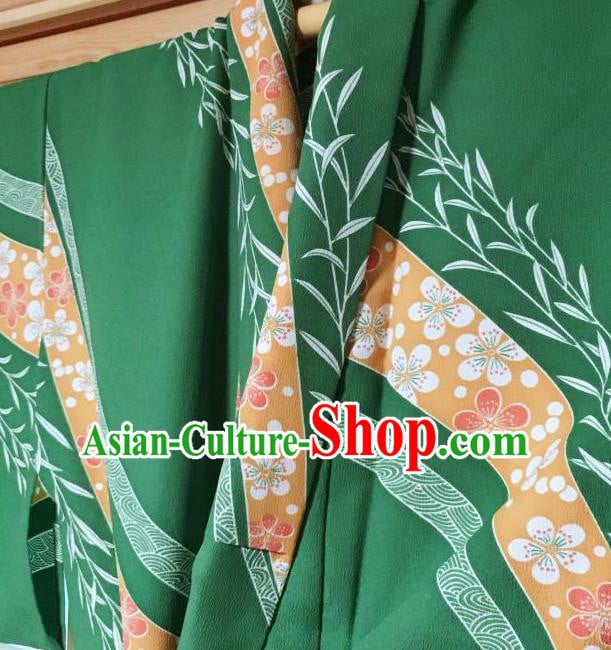 Japanese Classical Sakura Pattern Green Kimono Japan Traditional Yukata Dress Costume for Women Japanese Classical Sakura Pattern Green Kimono Japan Traditional Yukata Dress Costume for Women