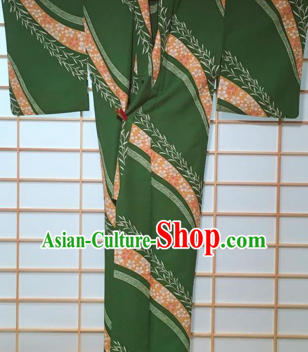 Japanese Classical Sakura Pattern Green Kimono Japan Traditional Yukata Dress Costume for Women Japanese Classical Sakura Pattern Green Kimono Japan Traditional Yukata Dress Costume for Women