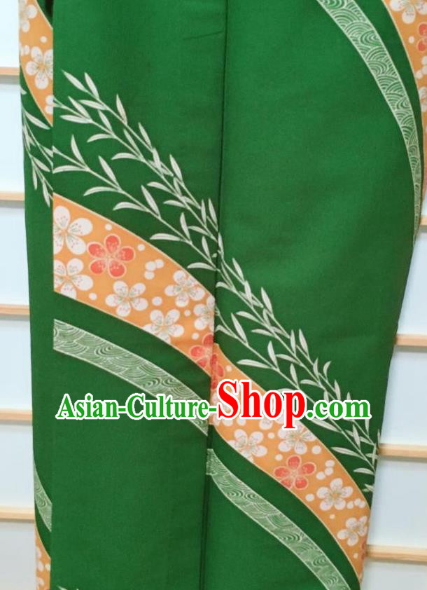 Japanese Classical Sakura Pattern Green Kimono Japan Traditional Yukata Dress Costume for Women Japanese Classical Sakura Pattern Green Kimono Japan Traditional Yukata Dress Costume for Women