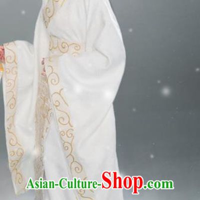 Traditional Chinese Palace White Hanfu Dress Ancient Han Dynasty Imperial Consort Replica Costumes for Women