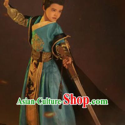 Chinese Ancient Drama Children Prince Clothing Traditional Han Dynasty Swordsman Replica Costumes for Kids