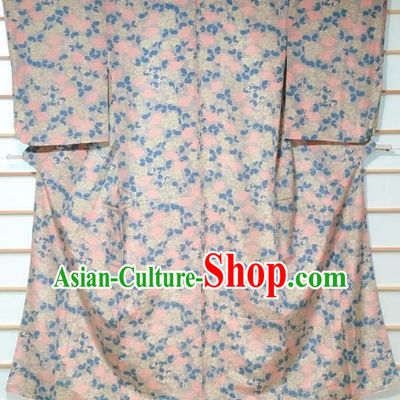 Traditional Japanese Grey Kimono Japan Classical Roses Pattern Yukata Dress Costume for Women