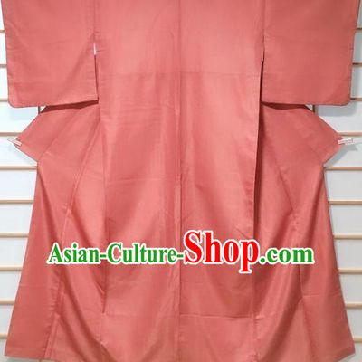 Traditional Japanese Watermelon Red Tsukesage Kimono Japan Classical Pattern Yukata Dress Costume for Women