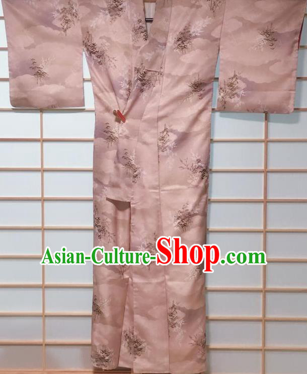 Traditional Japanese Lilac Kimono Japan Classical Tree Pattern Yukata Dress Costume for Women Traditional Japanese Lilac Kimono Japan Classical Tree Pattern Yukata Dress Costume for Women