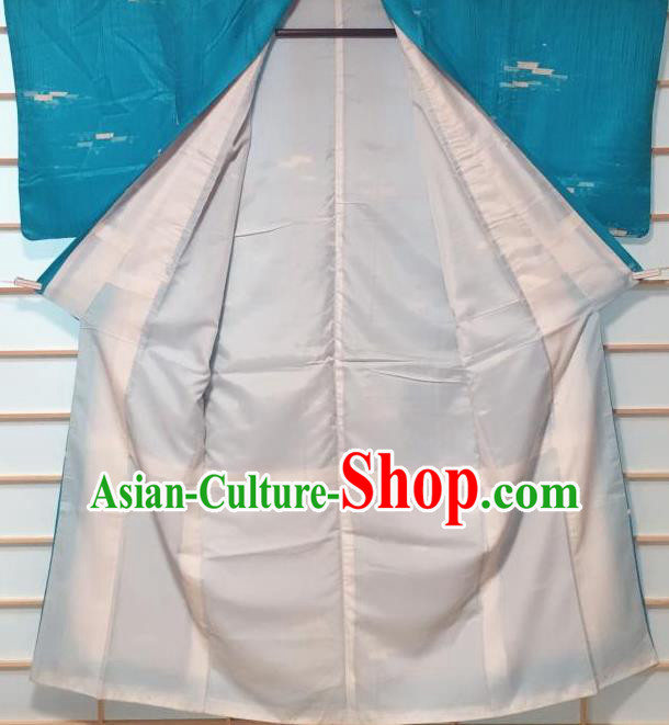 Traditional Japanese Lake Blue Kimono Japan Classical Pattern Yukata Dress Costume for Women Traditional Japanese Lake Blue Kimono Japan Classical Pattern Yukata Dress Costume for Women