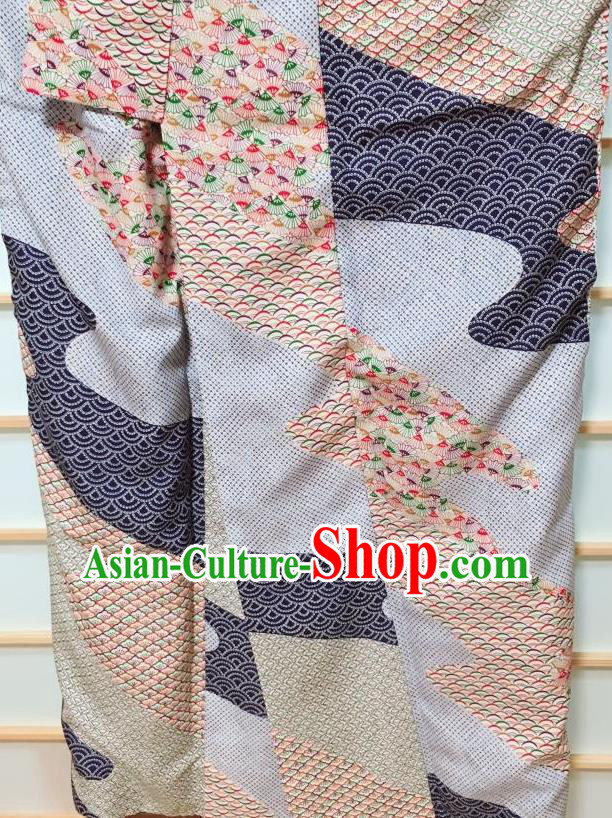 Traditional Japanese Grey Kimono Japan Classical Scale Pattern Yukata Dress Costume for Women Traditional Japanese Grey Kimono Japan Classical Scale Pattern Yukata Dress Costume for Women