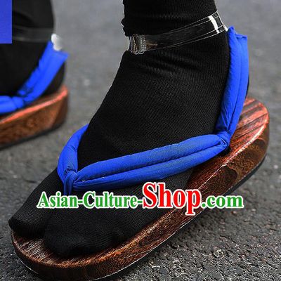 Traditional Japanese Samurai Royalblue Geta Slippers Asian Japan Clogs Shoes for Women