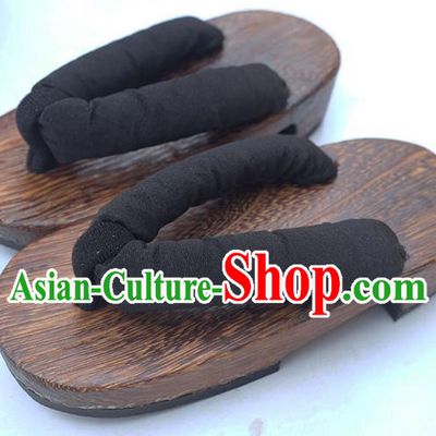 Traditional Japanese Black Slippers Geta Asian Japan Clogs Zori Shoes for Women