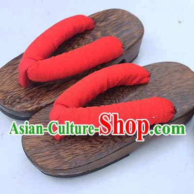 Traditional Japanese Red Slippers Geta Asian Japan Clogs Zori Shoes for Women