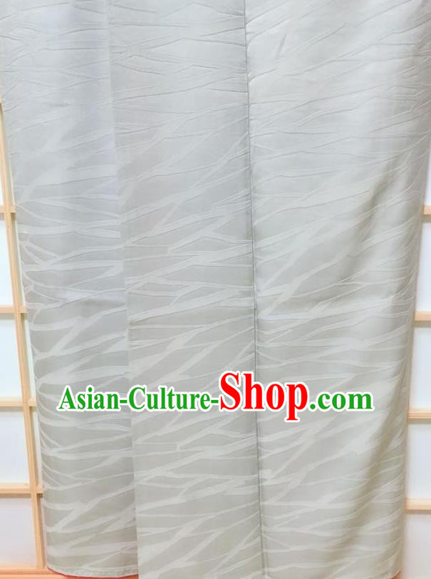 Traditional Japanese Grey Iromuji Kimono Japan Classical Pattern Yukata Dress Costume for Women