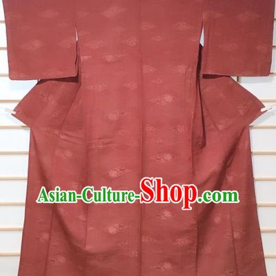Traditional Japanese Purplish Red Iromuji Kimono Japan Classical Pattern Yukata Dress Costume for Women
