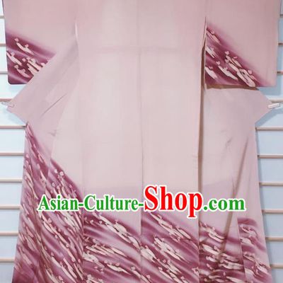 Traditional Japanese Pink Tsukesage Kimono Japan Classical Pattern Yukata Dress Costume for Women