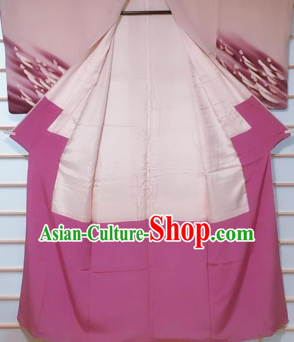 Traditional Japanese Pink Tsukesage Kimono Japan Classical Pattern Yukata Dress Costume for Women Traditional Japanese Pink Tsukesage Kimono Japan Classical Pattern Yukata Dress Costume for Women