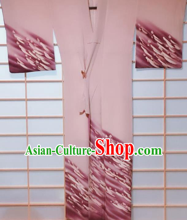 Traditional Japanese Pink Tsukesage Kimono Japan Classical Pattern Yukata Dress Costume for Women Traditional Japanese Pink Tsukesage Kimono Japan Classical Pattern Yukata Dress Costume for Women