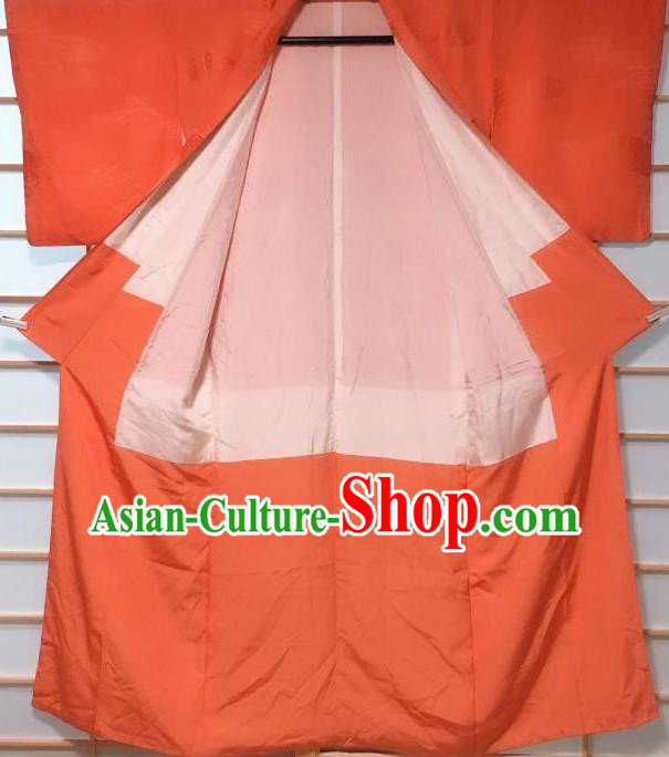 Traditional Japanese Orange Iromuji Kimono Japan Classical Pattern Yukata Dress Costume for Women Traditional Japanese Orange Iromuji Kimono Japan Classical Pattern Yukata Dress Costume for Women