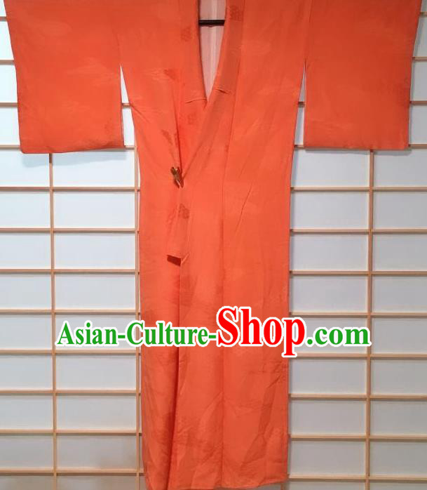 Traditional Japanese Orange Iromuji Kimono Japan Classical Pattern Yukata Dress Costume for Women Traditional Japanese Orange Iromuji Kimono Japan Classical Pattern Yukata Dress Costume for Women