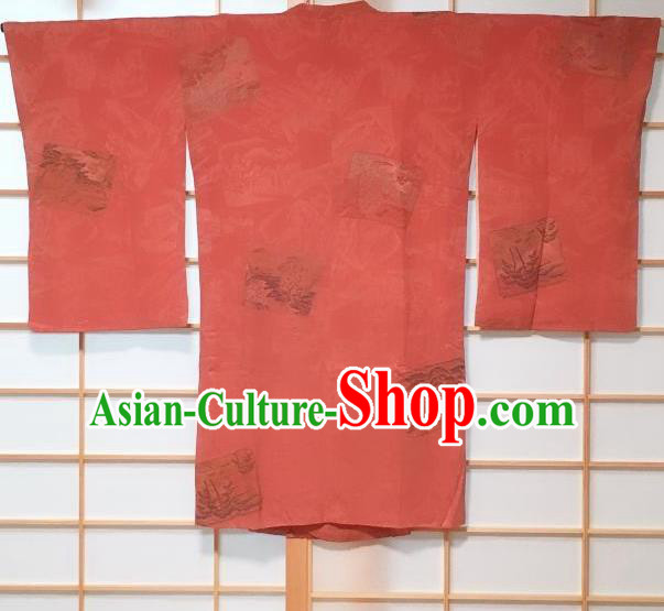Japanese Traditional Pattern Orange Haori Jacket Japan Kimono Overcoat Costume for Women Japanese Traditional Pattern Orange Haori Jacket Japan Kimono Overcoat Costume for Women