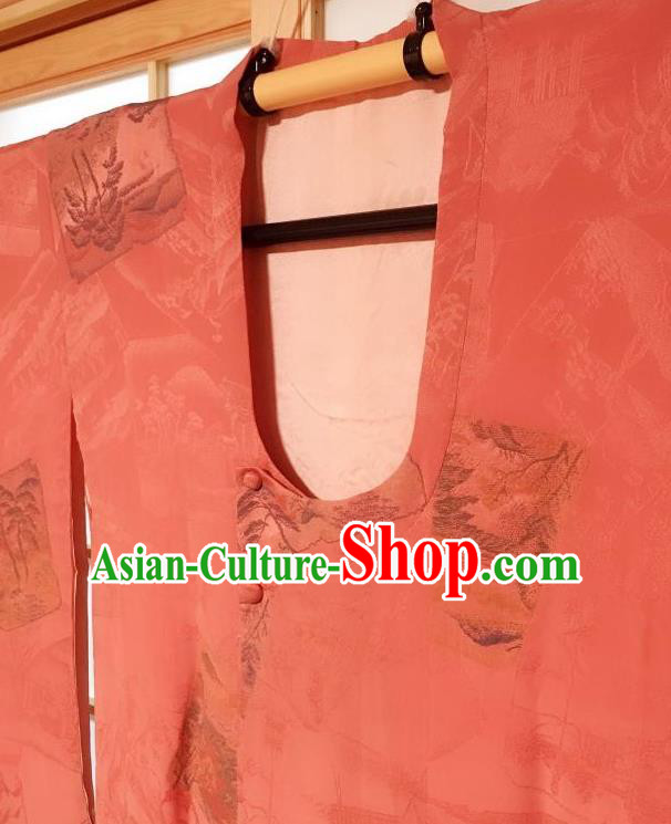 Japanese Traditional Pattern Orange Haori Jacket Japan Kimono Overcoat Costume for Women Japanese Traditional Pattern Orange Haori Jacket Japan Kimono Overcoat Costume for Women