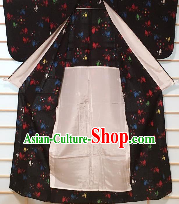 Traditional Japanese Black Kimono Japan Classical Butterfly Pattern Yukata Dress Costume for Women Traditional Japanese Black Kimono Japan Classical Butterfly Pattern Yukata Dress Costume for Women