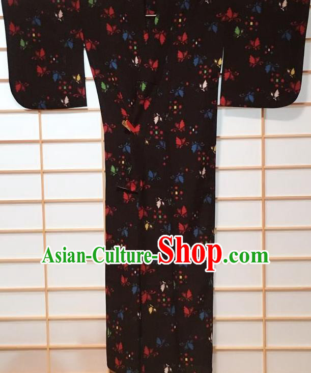 Traditional Japanese Black Kimono Japan Classical Butterfly Pattern Yukata Dress Costume for Women Traditional Japanese Black Kimono Japan Classical Butterfly Pattern Yukata Dress Costume for Women