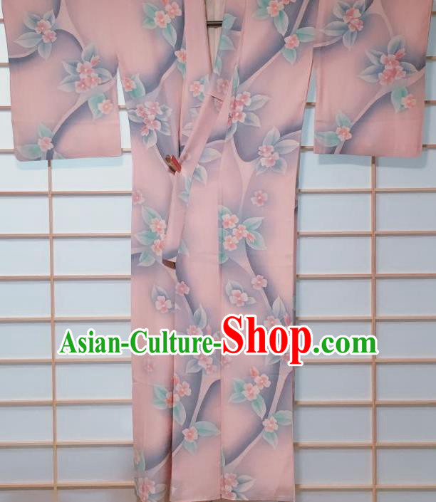 Traditional Japanese Pink Kimono Japan Classical Flowers Pattern Yukata Dress Costume for Women Traditional Japanese Pink Kimono Japan Classical Flowers Pattern Yukata Dress Costume for Women