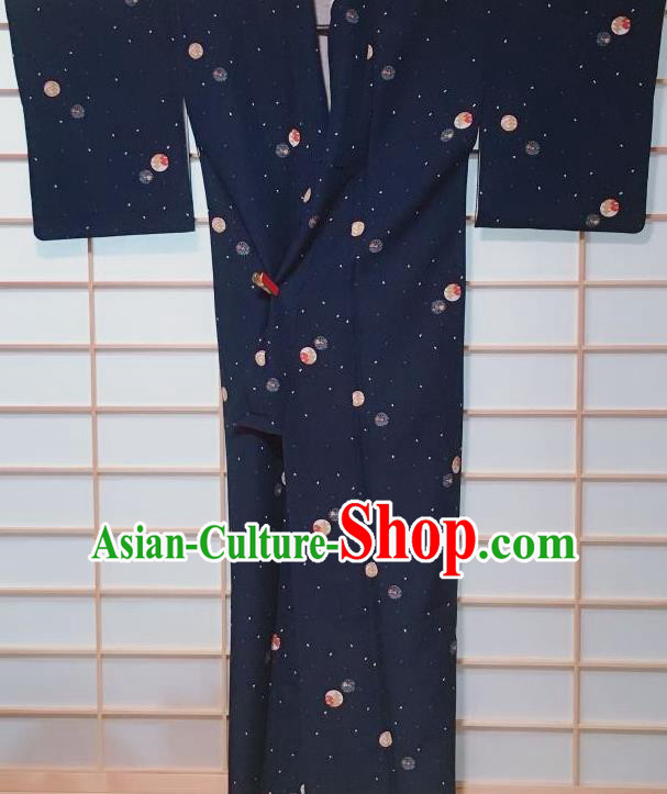 Traditional Japanese Navy Kimono Japan Classical Pattern Yukata Dress Costume for Women Traditional Japanese Navy Kimono Japan Classical Pattern Yukata Dress Costume for Women