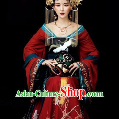 Chinese Ancient Drama Imperial Consort Red Hanfu Dress Traditional Tang Dynasty Princess Replica Costumes for Women