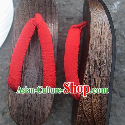 Traditional Japanese Classical Red Slippers Geta Asian Japan Clogs Zori Shoes for Women