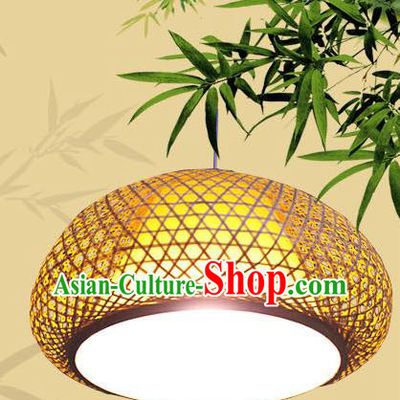 Chinese Traditional Brown Bamboo Weaving Hanging Lanterns Handmade Lantern Lamp
