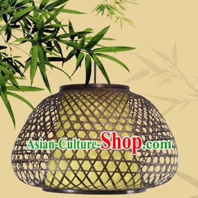 Chinese Traditional Black Bamboo Weaving Hanging Lanterns Handmade Lantern Lamp