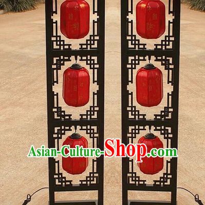 Chinese Traditional Printing Red Lamp Wedding Floor Lanterns Handmade Palace Lantern