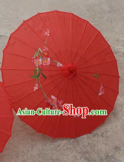 Chinese Traditional Wedding Red Umbrella Handmade Printing Peach Blossom Paper Umbrellas Chinese Traditional Wedding Red Umbrella Handmade Printing Peach Blossom Paper Umbrellas