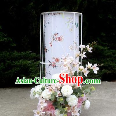 Chinese Traditional Printing White Lamp Wedding Flowers Floor Lanterns Handmade Palace Lantern