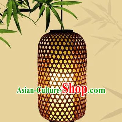 Handmade Chinese Countryside Brown Hanging Lanterns Traditional Palace Lantern Bamboo Art Scaldfish Lamp